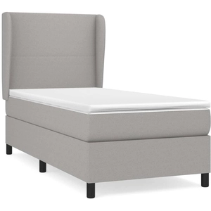vidaXL Sommier à lattes de lit avec matelas Gris clair 100x200cm Tissu pas cher