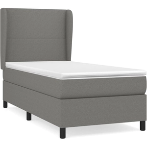 vidaXL Sommier à lattes de lit avec matelas Gris foncé 90x200 cm Tissu pas cher