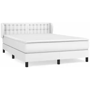 vidaXL Sommier à lattes de lit avec matelas Blanc 140x190cm Similicuir pas cher