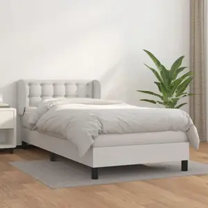 vidaXL Sommier à lattes de lit avec matelas Blanc 90x200 cm Similicuir pas cher