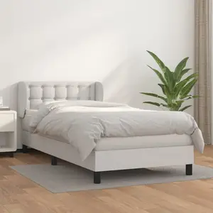 vidaXL Sommier à lattes de lit avec matelas Blanc 90x190 cm Similicuir pas cher
