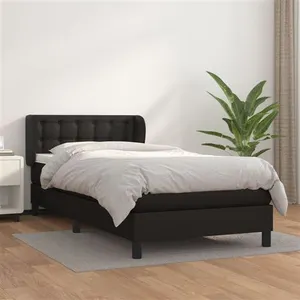vidaXL Sommier à lattes de lit avec matelas Noir 100x200 cm Similicuir pas cher
