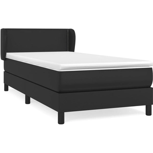 vidaXL Sommier à lattes de lit avec matelas Noir 100x200 cm Similicuir pas cher