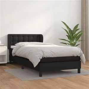 vidaXL Sommier à lattes de lit avec matelas Noir 80x200cm Similicuir pas cher
