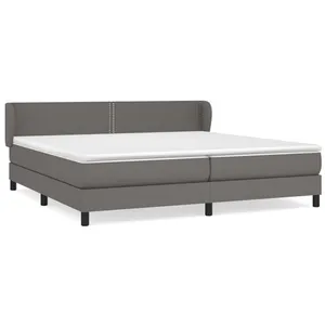 vidaXL Sommier à lattes de lit avec matelas Gris 200x200 cm Similicuir pas cher