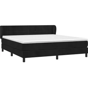vidaXL Sommier à lattes de lit avec matelas Noir 180x200 cm Velours pas cher