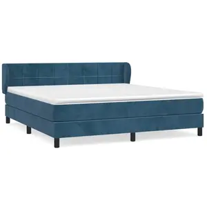 vidaXL Sommier à lattes de lit et matelas Bleu foncé 180x200cm Velours pas cher