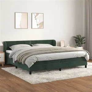vidaXL Sommier à lattes de lit et matelas Vert foncé 200x200cm Velours pas cher
