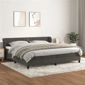 vidaXL Sommier à lattes de lit et matelas Gris foncé 200x200cm Velours pas cher