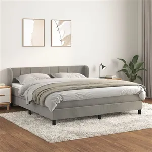 vidaXL Sommier à lattes de lit et matelas Gris clair 160x200cm Velours pas cher