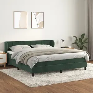 vidaXL Sommier à lattes de lit et matelas Vert foncé 160x200cm Velours pas cher