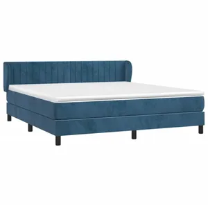vidaXL Sommier à lattes de lit et matelas Bleu foncé 160x200cm Velours pas cher