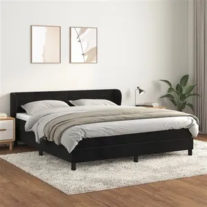 vidaXL Sommier à lattes de lit et matelas Noir 160x200 cm Velours pas cher