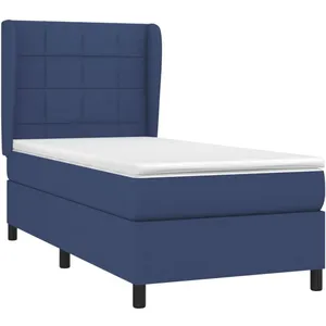 vidaXL Sommier à lattes de lit avec matelas Bleu 80x200 cm Tissu pas cher