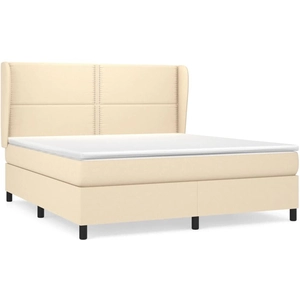 vidaXL Sommier à lattes de lit avec matelas Crème 180x200 cm Tissu pas cher