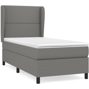 vidaXL Sommier à lattes de lit avec matelas Gris foncé 90x200 cm Tissu pas cher