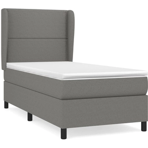 vidaXL Sommier à lattes de lit avec matelas Gris foncé 100x200cm Tissu pas cher