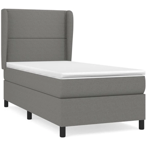 vidaXL Sommier à lattes de lit et matelas Gris foncé 90x190 cm Tissu pas cher