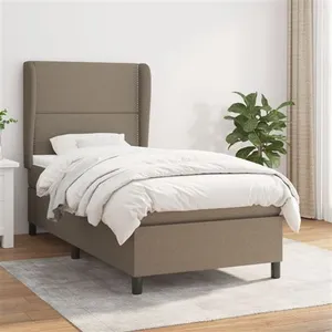 vidaXL Sommier à lattes de lit avec matelas Taupe 90x190 cm Tissu pas cher