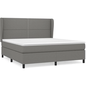 vidaXL Sommier à lattes de lit avec matelas Gris foncé 180x200cm Tissu pas cher