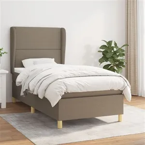 vidaXL Sommier à lattes de lit avec matelas Taupe 90x200 cm Tissu pas cher