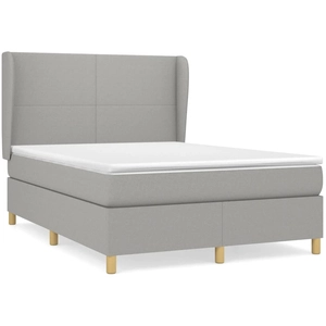 vidaXL Sommier à lattes de lit avec matelas Gris clair 140x200cm Tissu pas cher