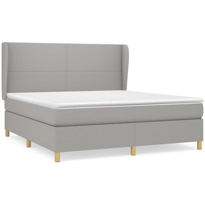vidaXL Sommier à lattes de lit avec matelas Gris clair 160x200cm Tissu pas cher