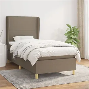 vidaXL Sommier à lattes de lit avec matelas Taupe 90x200 cm Tissu pas cher