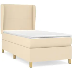 vidaXL Sommier à lattes de lit avec matelas Crème 90x200 cm Tissu pas cher