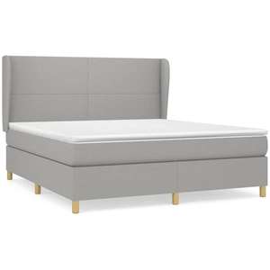 vidaXL Sommier à lattes de lit avec matelas Gris clair 180x200cm Tissu pas cher