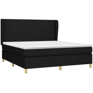 vidaXL Sommier à lattes de lit avec matelas Noir 180x200 cm Tissu pas cher