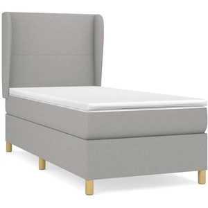 vidaXL Sommier à lattes de lit et matelas Gris clair 90x190 cm Tissu pas cher