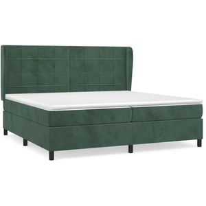 vidaXL Sommier à lattes de lit et matelas Vert foncé 200x200cm Velours pas cher