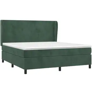 vidaXL Sommier à lattes de lit et matelas Vert foncé 180x200cm Velours pas cher