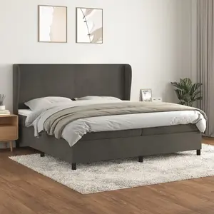vidaXL Sommier à lattes de lit et matelas Gris foncé 200x200cm Velours pas cher