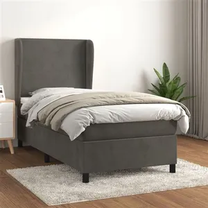 vidaXL Sommier à lattes de lit et matelas Gris foncé 80x200 cm Velours pas cher