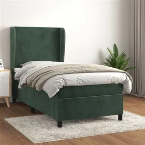 vidaXL Sommier à lattes de lit et matelas Vert foncé 80x200 cm Velours pas cher