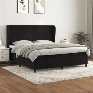 vidaXL Sommier à lattes de lit et matelas Noir 160x200 cm Velours pas cher