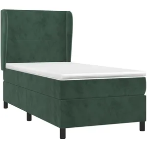 vidaXL Sommier à lattes de lit avec matelas Vert foncé 90x190 cm pas cher