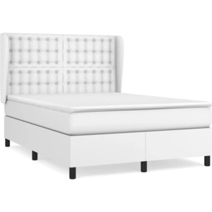 vidaXL Sommier à lattes de lit avec matelas Blanc 140x200cm Similicuir pas cher