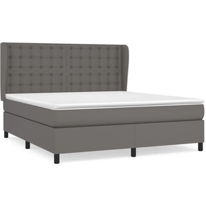vidaXL Sommier à lattes de lit avec matelas Gris 160x200 cm Similicuir pas cher
