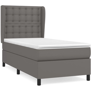 vidaXL Sommier à lattes de lit avec matelas Gris 90x190 cm Similicuir pas cher