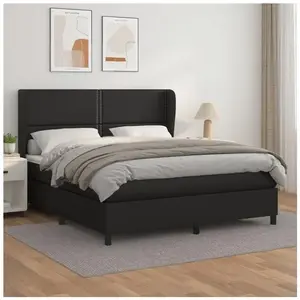 vidaXL Sommier à lattes de lit avec matelas Noir 180x200 cm Similicuir pas cher