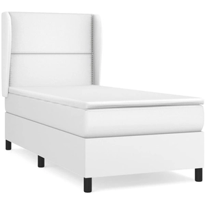 vidaXL Sommier à lattes de lit avec matelas Blanc 100x200cm Similicuir pas cher