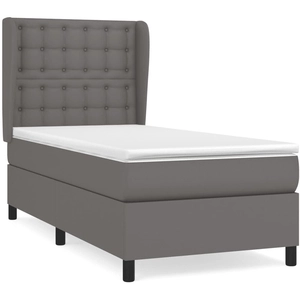 vidaXL Sommier à lattes de lit avec matelas Gris 80x200 cm Similicuir pas cher