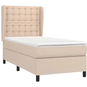 vidaXL Sommier à lattes de lit avec matelas Cappuccino 80x200 cm pas cher
