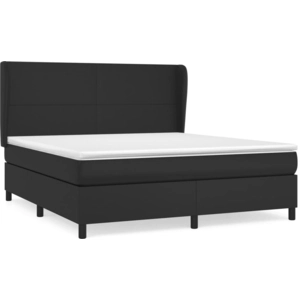 vidaXL Sommier à lattes de lit avec matelas Noir 180x200 cm Similicuir pas cher