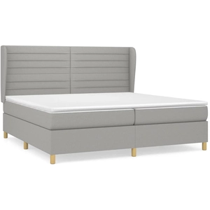 vidaXL Lit à sommier tapissier avec matelas Gris clair 200x200cm Tissu pas cher