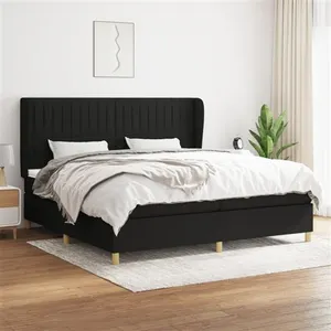 vidaXL Sommier à lattes de lit avec matelas Noir 200x200 cm Tissu pas cher