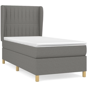 vidaXL Sommier à lattes de lit avec matelas Gris foncé 90x200 cm Tissu pas cher